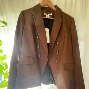 Veronica Beard brown leather double breasted jacket, size 10